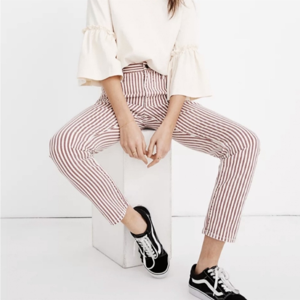 Madewell High Rise Slim Crop Boyjean Luca Stripe Sz 31